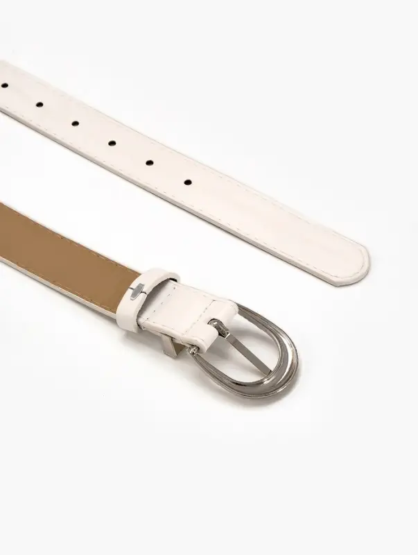 Ремень жен 05-01-02-01, Июнь2509, 3*0,3*110 см, без винта, пряж металл, 1 прокол, белый