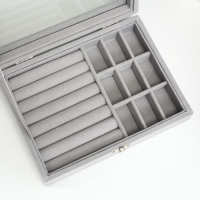 Шкатулка для украшений &laquo;Серый туман&raquo;, бархат, с замком, 4.5&times;20&times;15 см