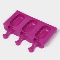 Форма для мороженого &laquo;Эскимо волна&raquo;, силикон, 19.4&times;13 см, 3 ячейки (7&times;4 см), МИКС