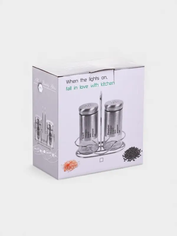 Набор для специй "Сияние.Black/White", 2 шт, на подставке