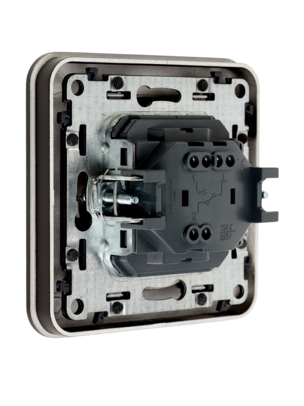 Выключатель проходной, серия "Circular", 10 А, 1 кл., скрытый, черный