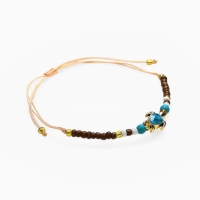 Браслет &laquo;Черепаха&raquo; на нити, бусина со стразом, коричневый в золоте