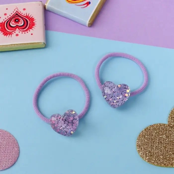 Резинки для волос &laquo;Веста&raquo;, набор 2 шт., сердце, 3 см, сиреневые