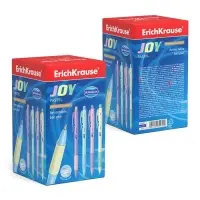 Ручка шариковая автоматическая ErichKrause JOY Pastel, узел 0.7 мм, чернила синие, супермягкое письмо, длина линии письма 1300 метров, МИКС