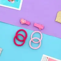 Набор для волос &laquo;Крохотуля&raquo;, 4 резинки, 2 зажима 3.5 см, сердечко, розовый