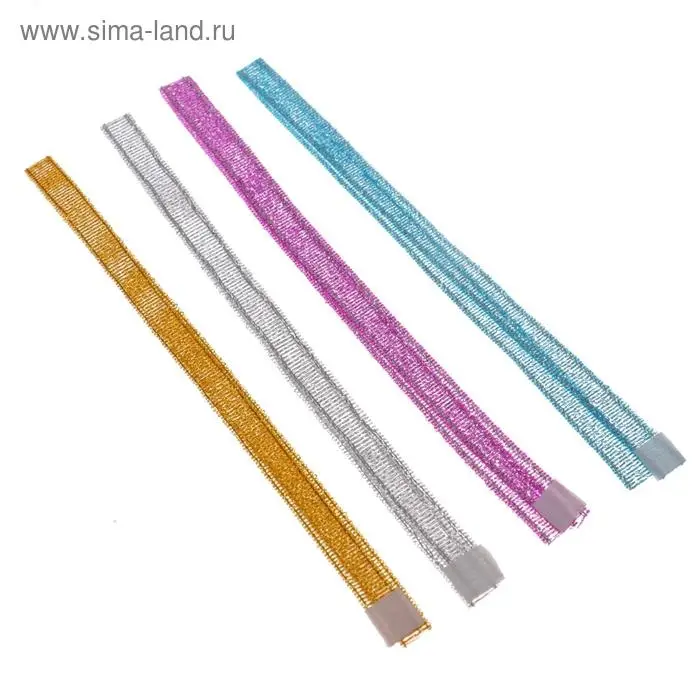 Закладки-ляссе с клеевым краем deVENTE. Shine, 6&times;290 мм, для книг A5, 4 тонкие ленты с блёстками, в пакете