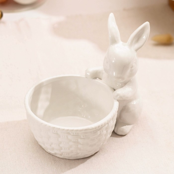 Конфетница Доляна &laquo;Зайка&raquo;, 500 мл, 18,5&times;13,3&times;16,5 см, цвет белый