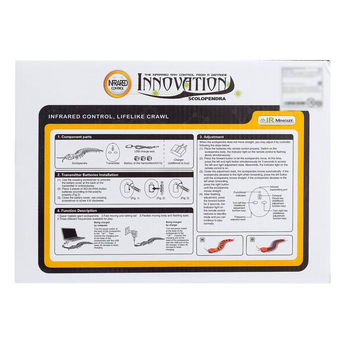 Животное радиоуправляемое &laquo;Сороконожка&raquo;, работает от аккумулятора, свет, МИКС