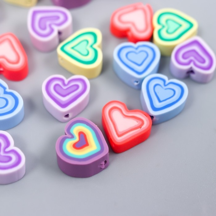 Бусины для творчества PVC "Сердечки красочные" набор 25 шт 0,5х0,9х1 см