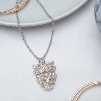 Кулон &laquo;Сова&raquo; ажурная, цвет белый в серебре, 45 см