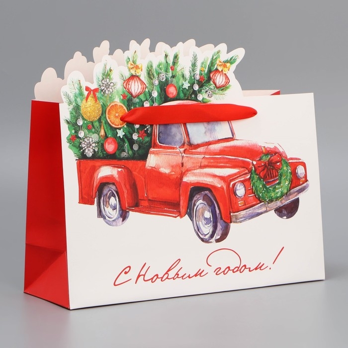 Пакет подарочный новогодний &laquo;Спешу к тебе&raquo;, 30 х 25 х 10 см, Новый год