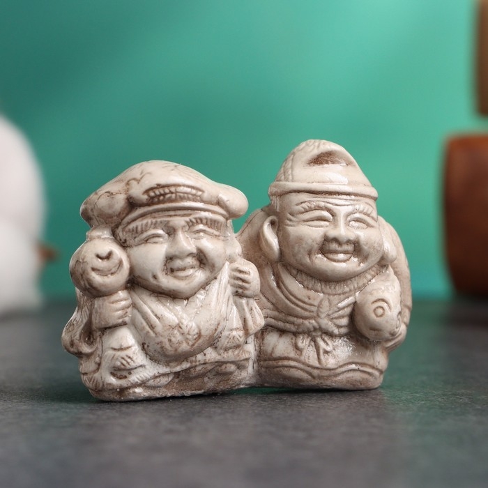 Фигура "Дайкоку и Эбису" слоновая кость, 6х3х4см