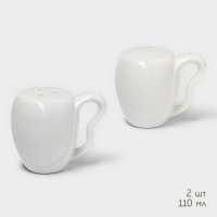 Набор фарфоровый для специй на бамбуковой подставке BellaTenero &laquo;Баночки&raquo;, 2 предмета: солонка 110 мл, перечница 110 мл, держатель-подставка, цвет белый