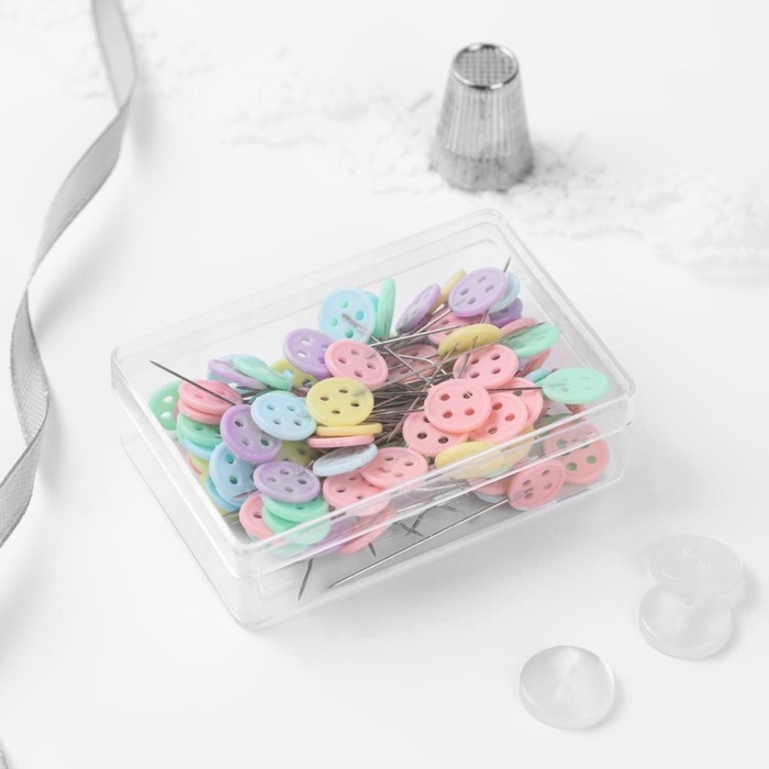 Булавки для квилтинга &laquo;Пуговки&raquo;, 46 мм, 100 шт, цвет разноцветный