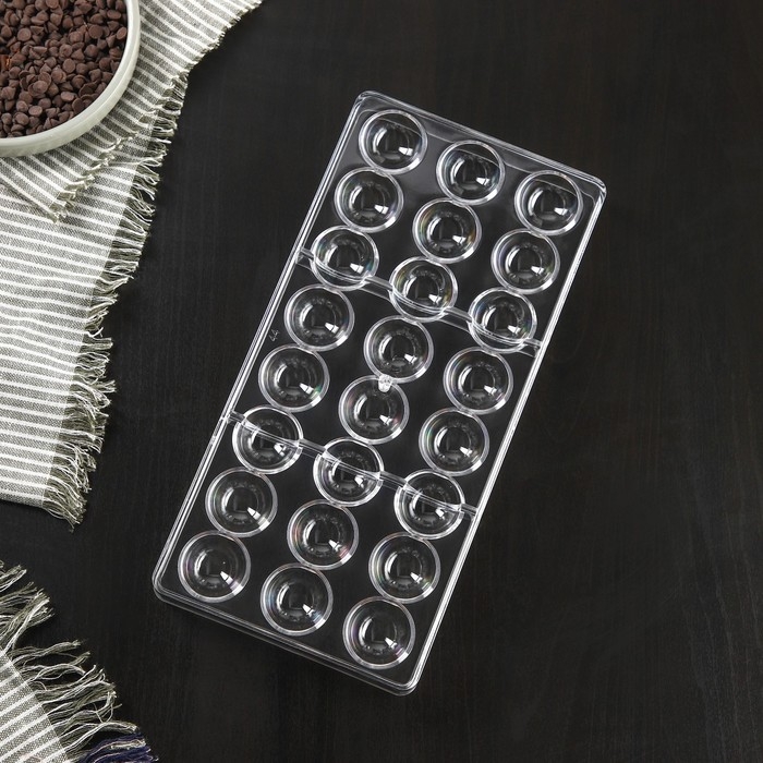 Форма для конфет и шоколада KONFINETTA &laquo;Полусфера&raquo;, 27,5&times;13,5 см, 24 ячейки 3&times;3 см, цвет прозрачный