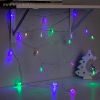 Гирлянда &laquo;Нить&raquo; 5 м с насадками &laquo;Колокольчики&raquo;, IP20, прозрачная нить, 20 LED, свечение мульти (RG/RB), мигание, 220 В