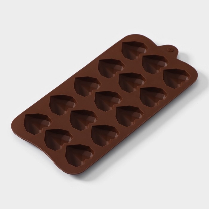 Форма для конфет и шоколада Доляна &laquo;Холодное сердце&raquo;, 20,5&times;10&times;1,5 см, 15 ячеек, цвет коричневый