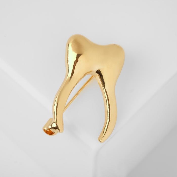 Брошь &laquo;Зуб&raquo;, цвет золото