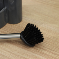 Дозатор для моющего средства Доляна &laquo;Милитари&raquo;, 370 мл, с губкой и щёткой, цвет серый