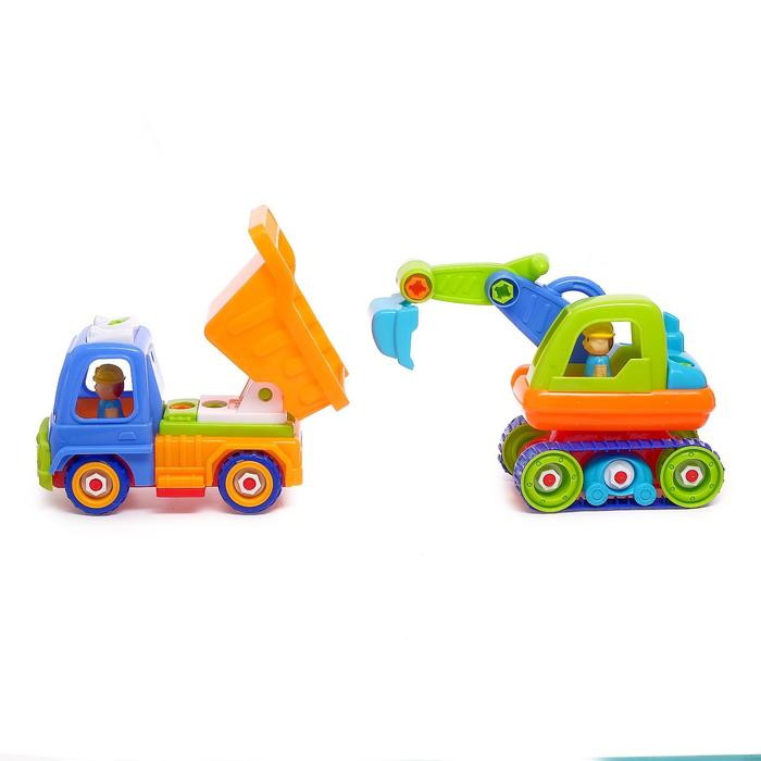 Конструктор винтовой &laquo;Строительный транспорт&raquo;, набор 2 шт, с электрическим шуруповертом