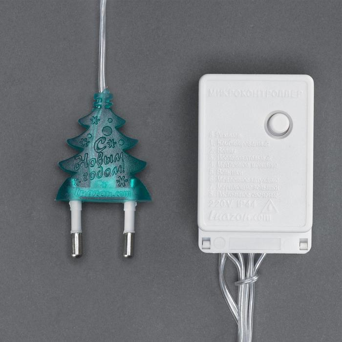 Гирлянда &laquo;Бахрома&raquo; 2.4 &times; 0.7 м с насадками &laquo;Шарики&raquo;, IP20, прозрачная нить, 108 LED, свечение мульти, 8 режимов, 220 В