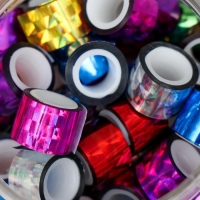 Клейкая лента пластик в банке "Голография" (набор 40 шт) цвета МИКС 1,2смх2,8м 7,5х8,5х8,5см