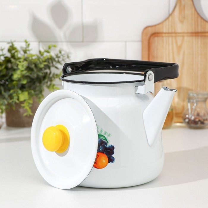 Чайник эмалированный сферический &laquo;Эквадор&raquo;, 3,5 л, цвет белый