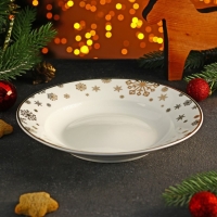 Тарелка фарфоровая глубокая Magistro &laquo;Новый Год. Снегопад&raquo;, 450 мл, d=20,8 см