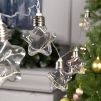 Гирлянда &laquo;Нить&raquo; 3 м с насадками &laquo;Лампочки звездочки&raquo;, IP20, прозрачная нить, 80 LED, свечение белое, 8 режимов, 220 В