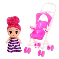 Кукла малышка &laquo;Алина&raquo; с коляской, цвета МИКС