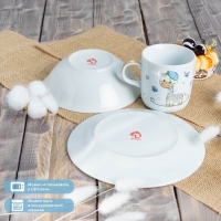 Набор детской посуды из керамики Доляна &laquo;Жирафик&raquo;, 3 предмета: кружка 230 мл, миска 400 мл, тарелка d=18 см