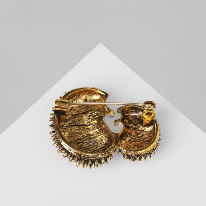 Брошь &laquo;Ёжики&raquo;, цвет чёрно-белый в чернёном золоте