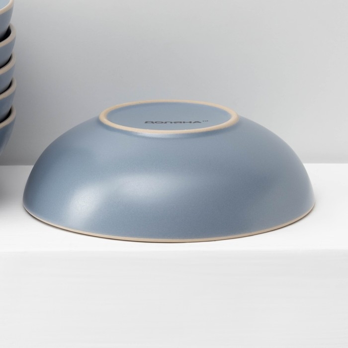 Набор тарелок керамических Доляна &laquo;Ваниль&raquo;, 18 предметов: 6 тарелок d=19 см, 6 тарелок d=27 см, 6 мисок d=19 см, цвет голубой