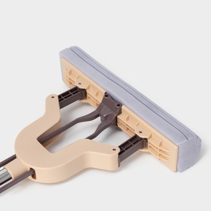 Швабра для мытья пола PVA Доляна, со складным отжимом, насадка 27&times;6 см, стальная составная ручка 116 см