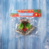 Украшение ёлочное "Колокольчик блеск бантик" 8х10,5 см, золото