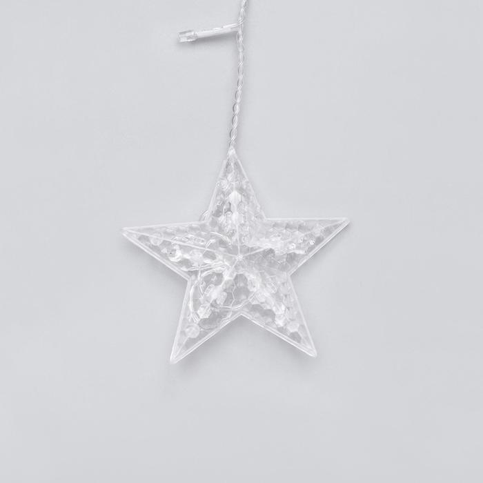 Гирлянда &laquo;Бахрома-арка&raquo; 2.5 &times; 1.2 м с насадками &laquo;Звёзды&raquo;, IP20, прозрачная нить, 136 LED, свечение мульти, 8 режимов, 220 В