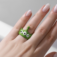 Кольцо &laquo;Монстрик&raquo; с антенной, цвет зелёный, безразмерное