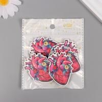 Декор для творчества дерево "Сердце в цветах" набор 5 шт 5,5х4х0,3 см