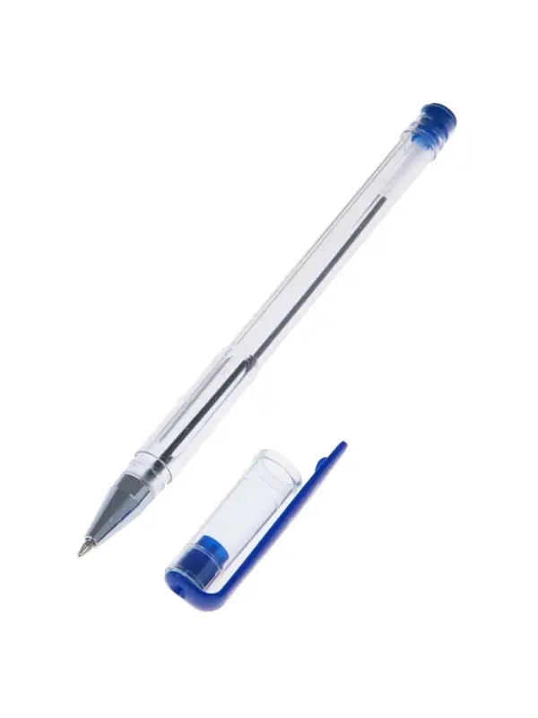 Ручка шариковая А-100, синий стержень, узел 0.5 мм, прозрачный корпус