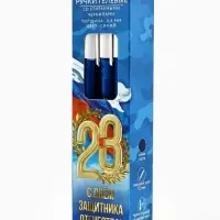 Ручка пиши-стирай, пластик, с колпачком &laquo;С 23 февраля!&raquo;, синяя паста, 0.5 мм