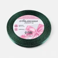 Лента атласная, с серебряным люрексом, 6 мм, 23&plusmn;1 м, зелёная №70