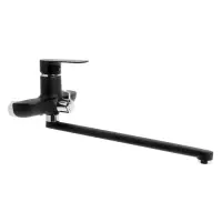 Смеситель для ванны ZEIN Z2493, излив 35 см, картридж 35 мм, с душ набором, черный/хром