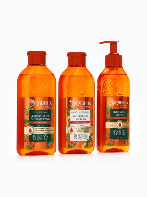 Гель для душа, интенсивное питание кожи, аромат рябины, 250 мл, Рябина