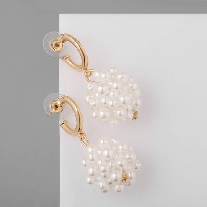 Серьги с жемчугом &laquo;Амели&raquo;, цвет белый в золоте