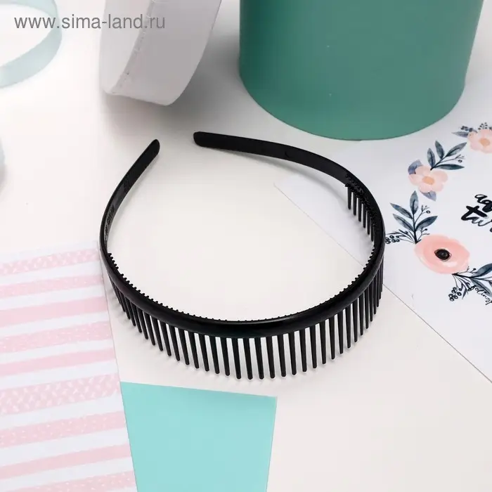 Ободок для волос &laquo;Гребень&raquo;, 2.5 см, чёрный
