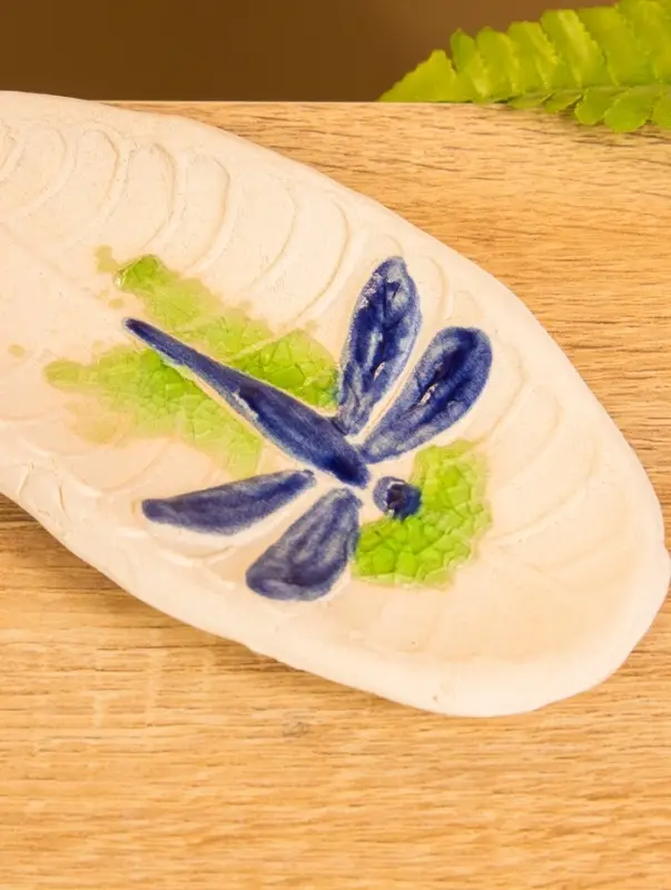 Подставка под благовония "Стрекоза" керамика, цв. синий, 17х7х1 см