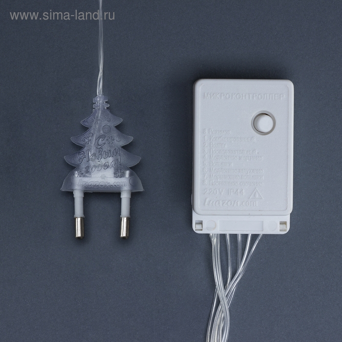 Гирлянда &laquo;Бахрома&raquo; 2.4 &times; 0.9 м с насадками &laquo;Звёзды&raquo;, IP20, прозрачная нить, 138 LED, свечение тёплое белое, 8 режимов, 220 В