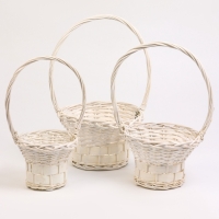 Набор 3 шт корзин плетеных 28х28х16, 22х22х15, 19х19х14 см, плетеная ручка h=_ см, серый
