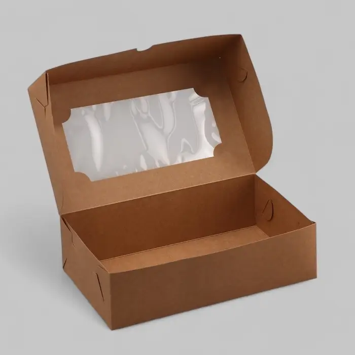 Коробка складная с окном под зефир, крафт, 25&times;15&times;7 см