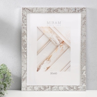 Фоторамка пластик "МИРАМ" 30х40 см, 651628 металлик (пластиковый экран)